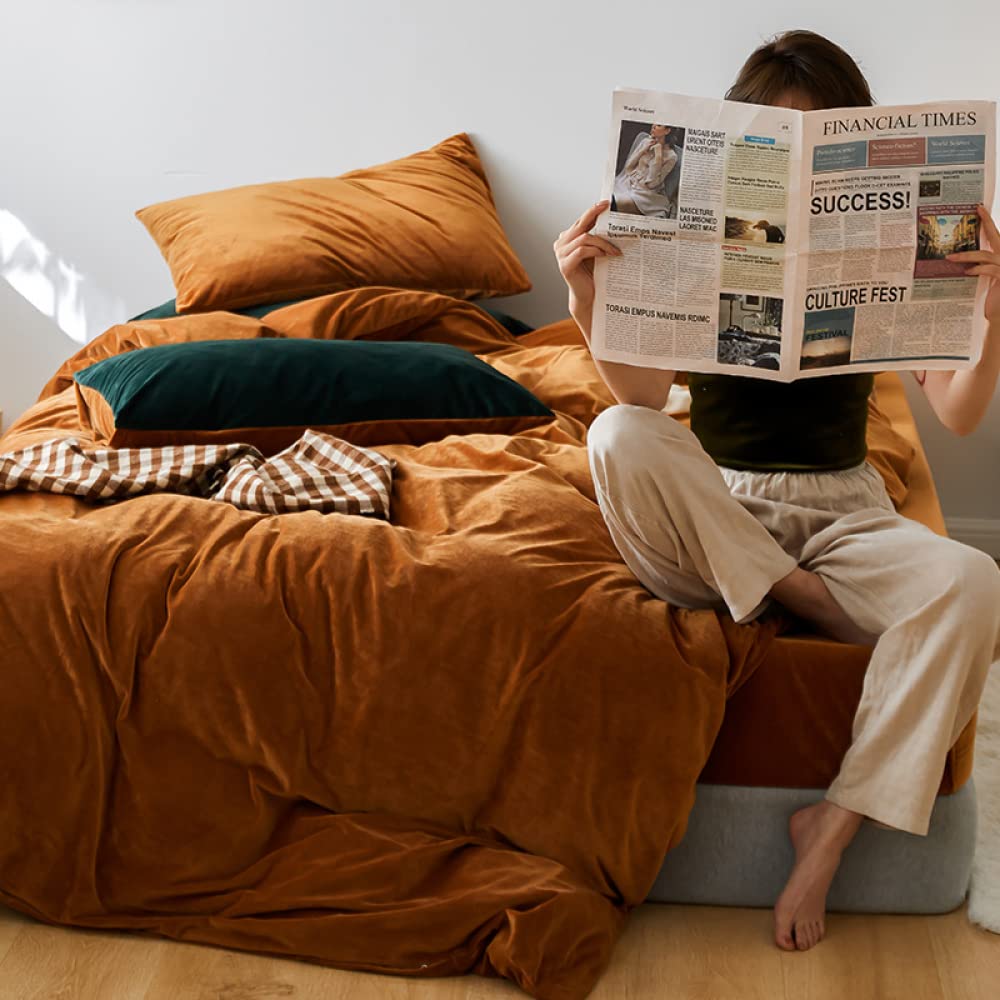 Lanqinglv Juego de ropa de cama marrón caramelo, 220 x 240 cm, franela, mullida, cálida, forro polar coral, para invierno, tacto de cachemir, con cremallera, doble y 2 fundas de almohada de 80 x 80 cm