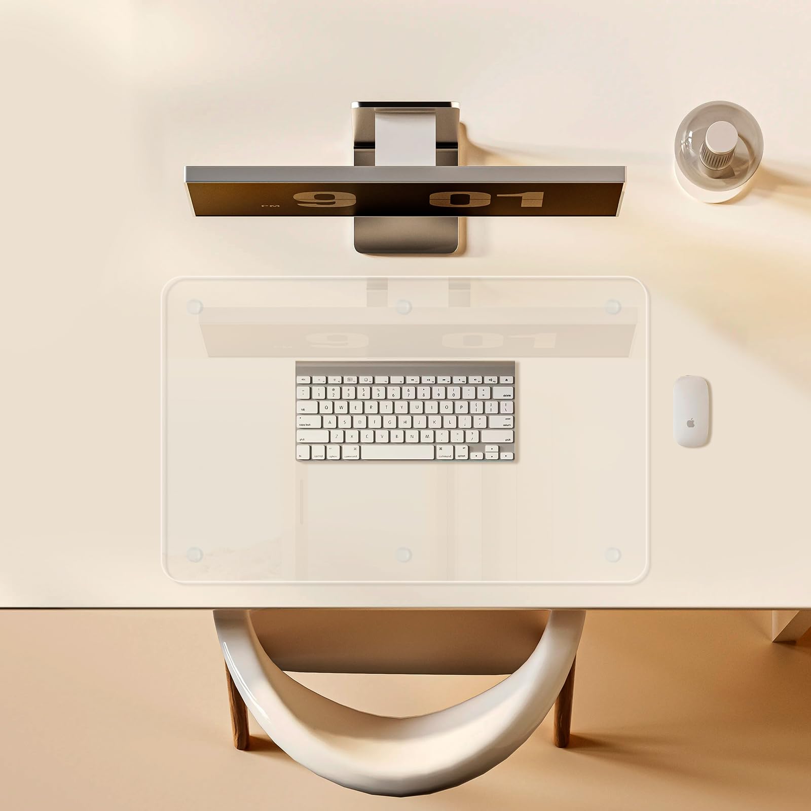 JAMBALAY Schreibtischunterlage aus gehärtetem Glas zum Schutz des Schreibtischs, 81,3 x 50,8 cm, Büro-Schreibtischunterlage für Tastatur und Computer-Monitor, transparente Schreibtischunterlage für
