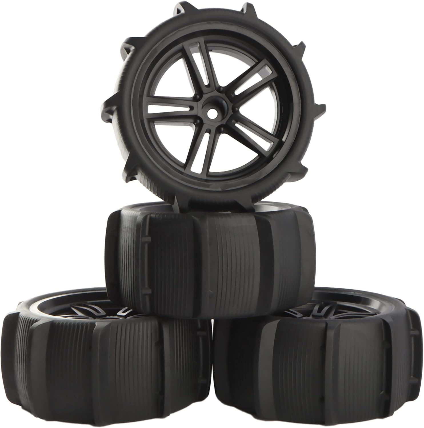 1/10 RC Paddle Tires Wheels 12mm Hex Snow Grass Tyer PX9200-29A for High Speed 9125 X07 X08 X17 RC Cars 9201E 9205E 9206E 200E 201E RZ001G-A 104009 2995 Trucks(4 Pieces)