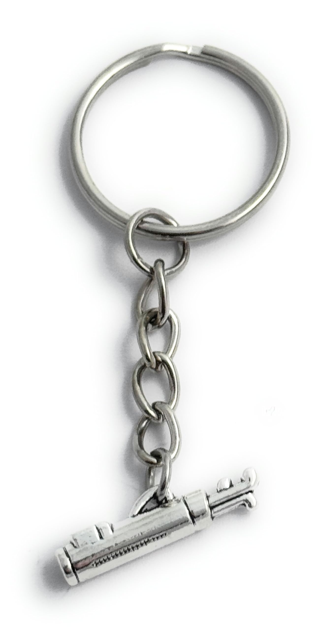 FizzyButton Gifts Golf Clubs Keyring Key Ring with Silver Tone Charm and Silver Tone Keychain