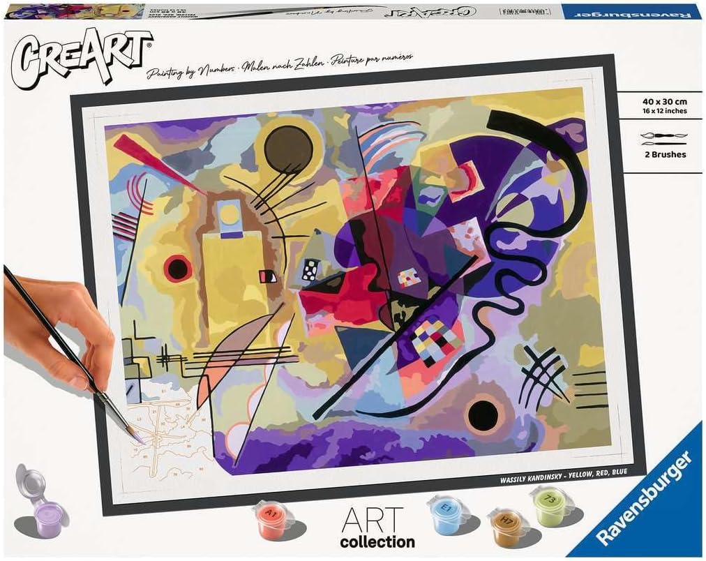 Ravensburger Kandinsky: Yellow-Red-Blue Paint by Numbers Kit for Adults - 23650 - Painting Arts and Crafts for Ages 14 and Up