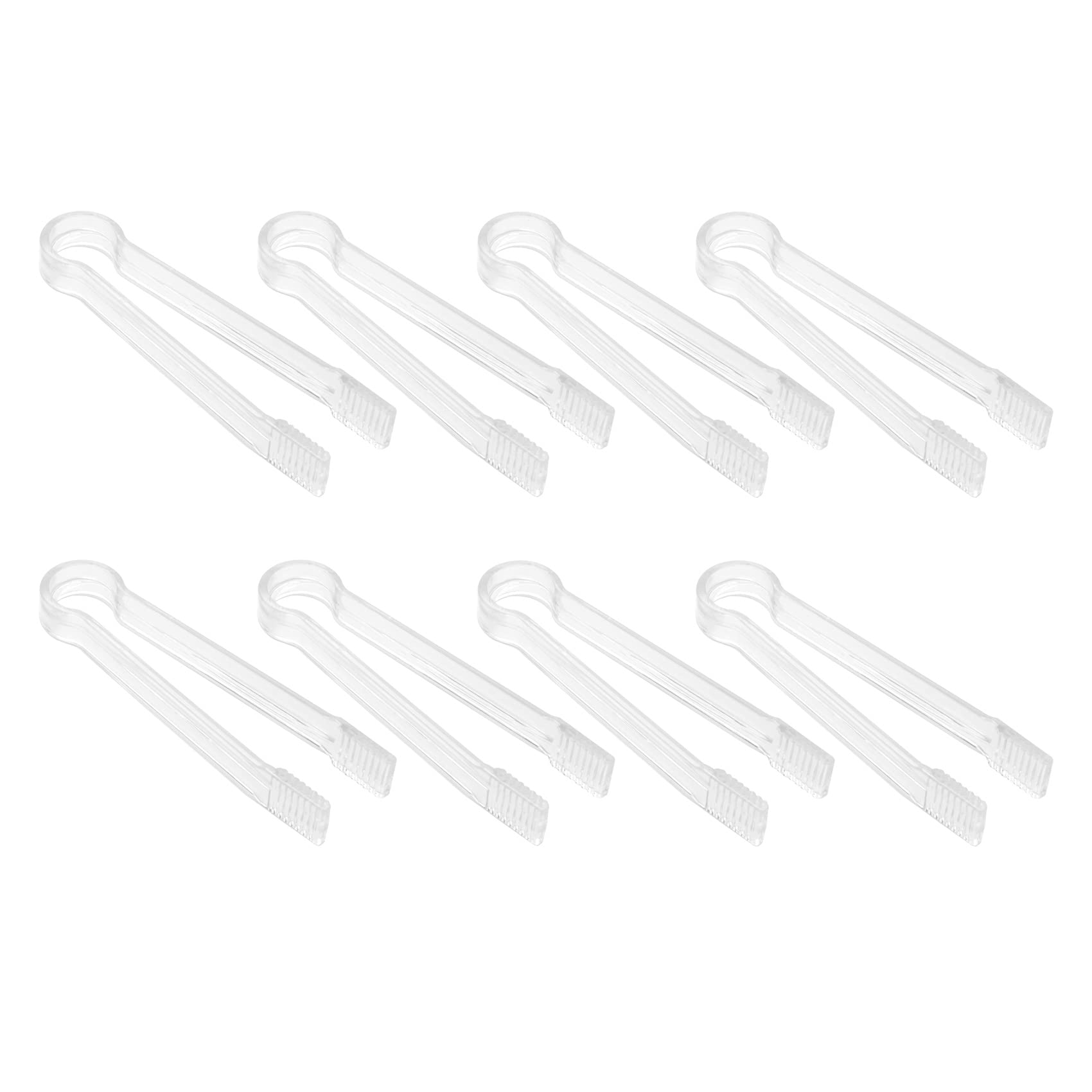 melairo 8 Pcs Plastic Buffet Serving Tongs Mini Serving Utensil Tongs Appetizers Tongs Clear Kitchen Tongs 6.3 inch Small Ice