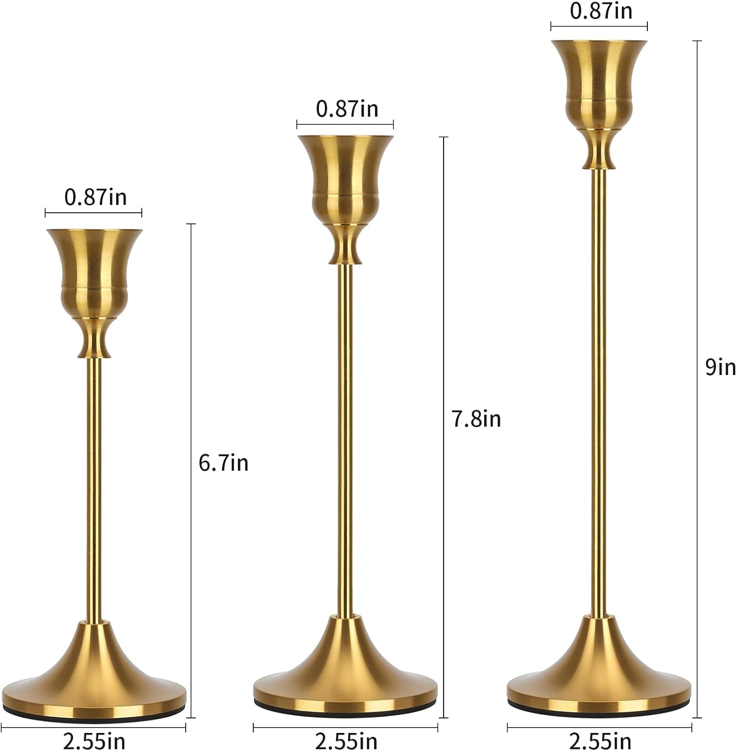 candlestick holders taper candle holders, candle stick holders set of 3, brass gold candlestick holder, candle holder for wedding party dining 3pcs