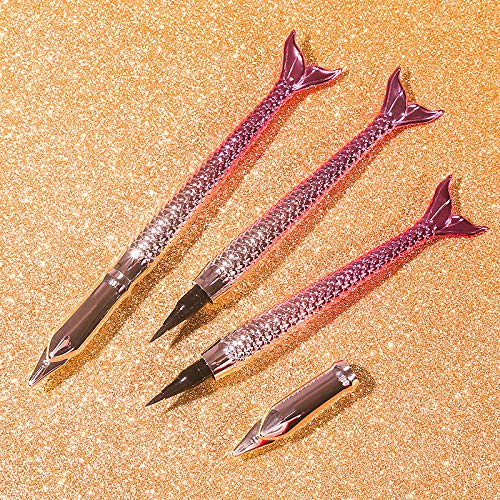 AOSA Mermaid Eyeliner Liquid Pen with Castor Oil for Eyelash Growth - Waterproof Eyeliner Tip Liquid Brush for Perfect Eyes and Long Lashes - Jet Black Liquid Eyeliner (AOSA-02)