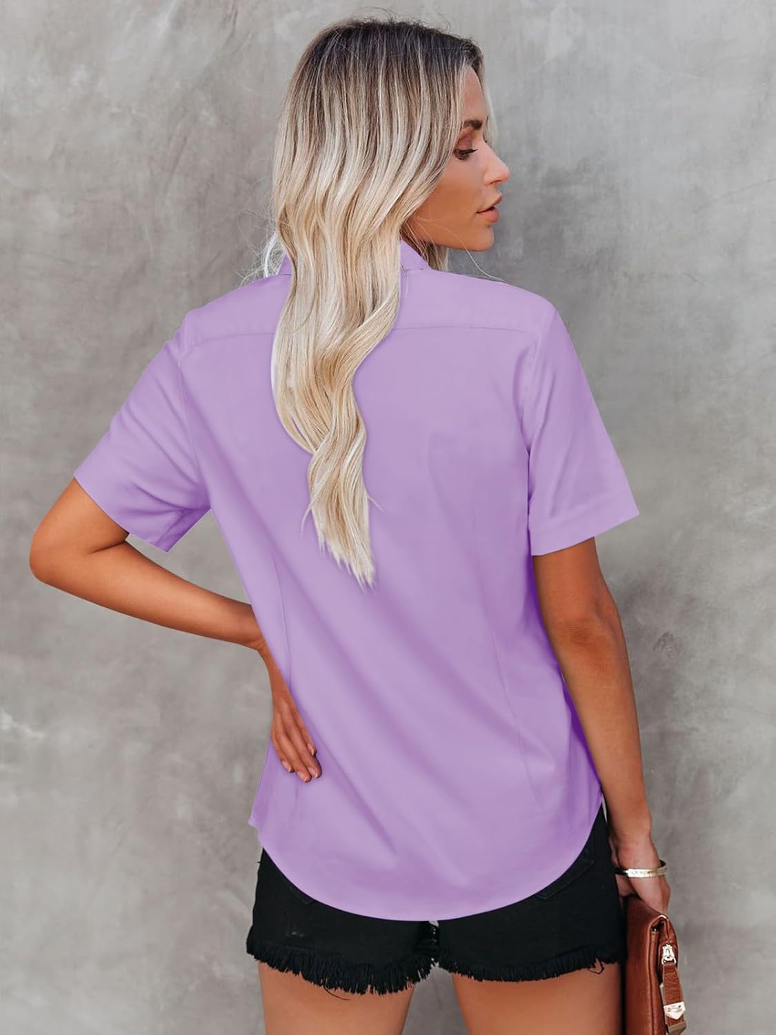 siliteelon Button Down Shirts for Women Short Sleeve Dress Shirt Collared Blouse Wrinkle Free Work Casual Business Top - Image 2