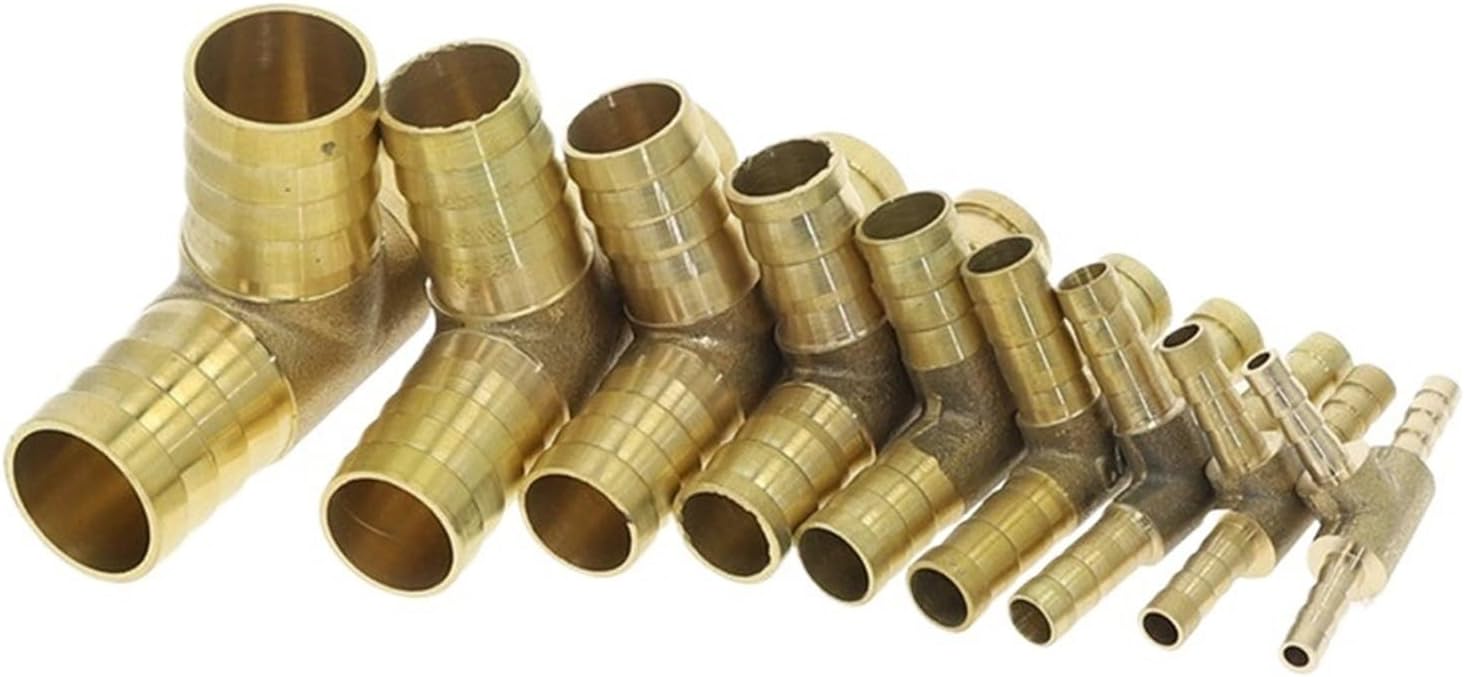 1pcs T-Shape Brass Barb Hose Fitting Tee 4mm 6mm 8mm 10mm 12mm 16mm 3 Way Hose Tube Barb Brass Barbed Coupling Connector Adapter(OD 8mm-12mm-8mm)