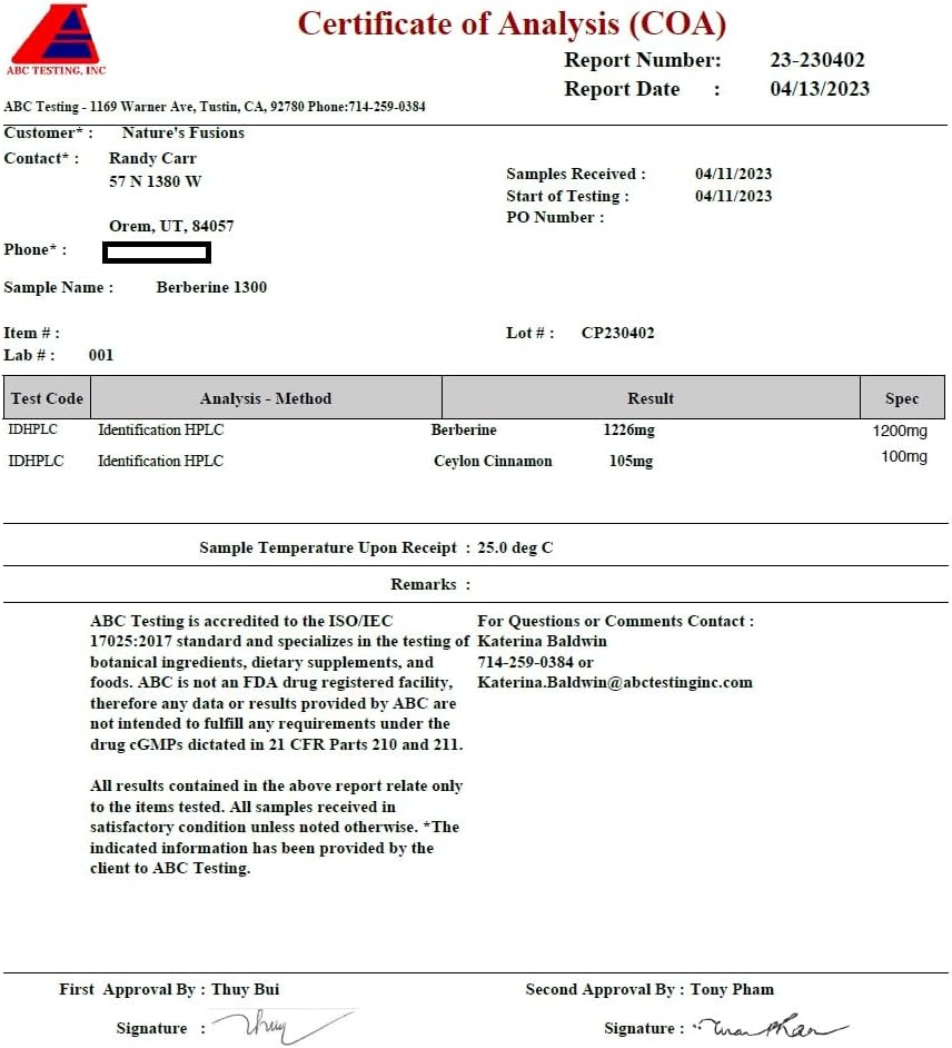 Miniatura 3 de Nature's Fusions Nutri USDA Berberina con extracto de canela de Ceilán 1300 mg - Berberina HCL - Suplemento orgánico de 100 mg - 120 cápsulas (60