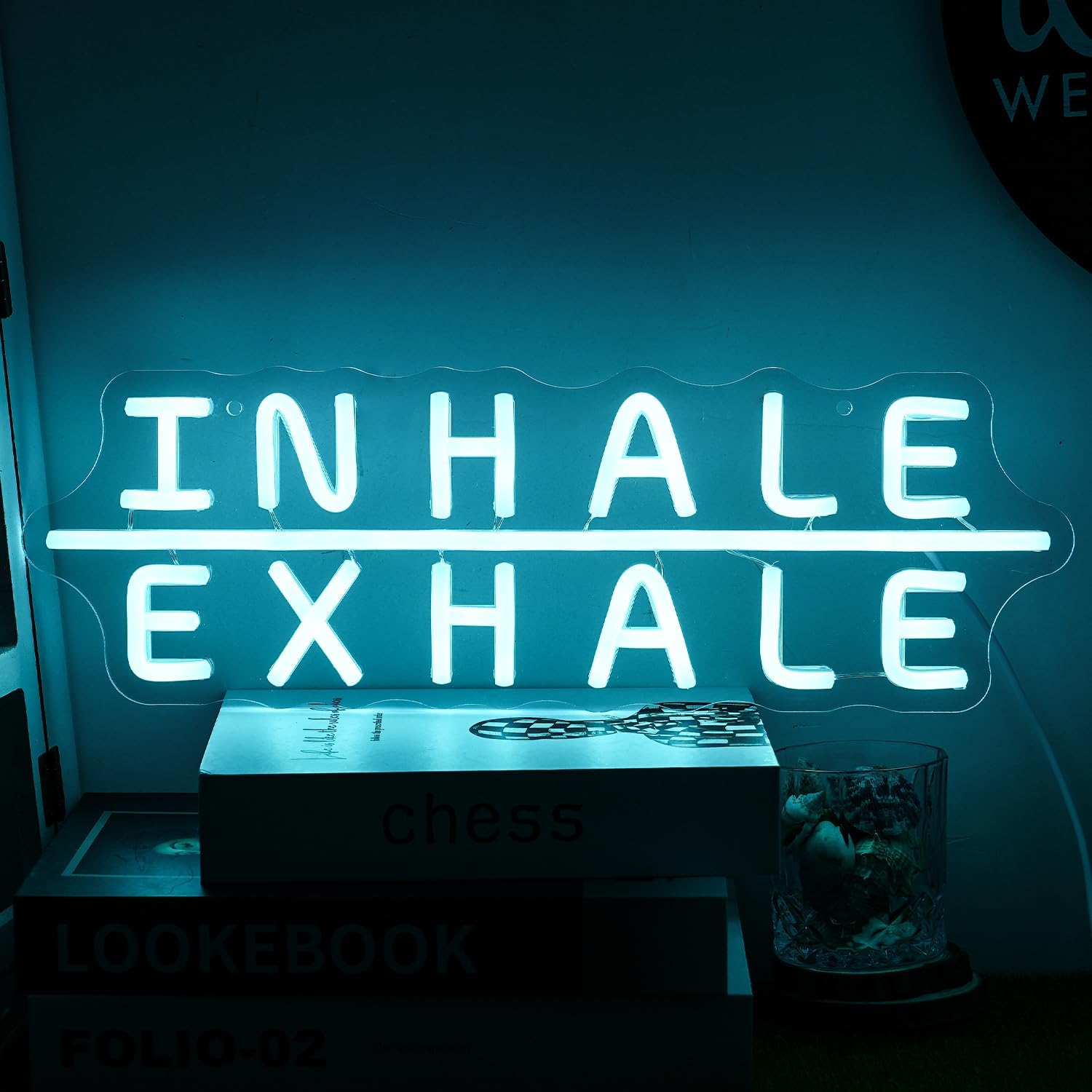 "Inhale Exhale" Neon Sign Yoga Neon Light Signs Letter Led Neon Sign Blue Neon Lights for Yoga Room Pilates Studio Bedroom Gym Decoration