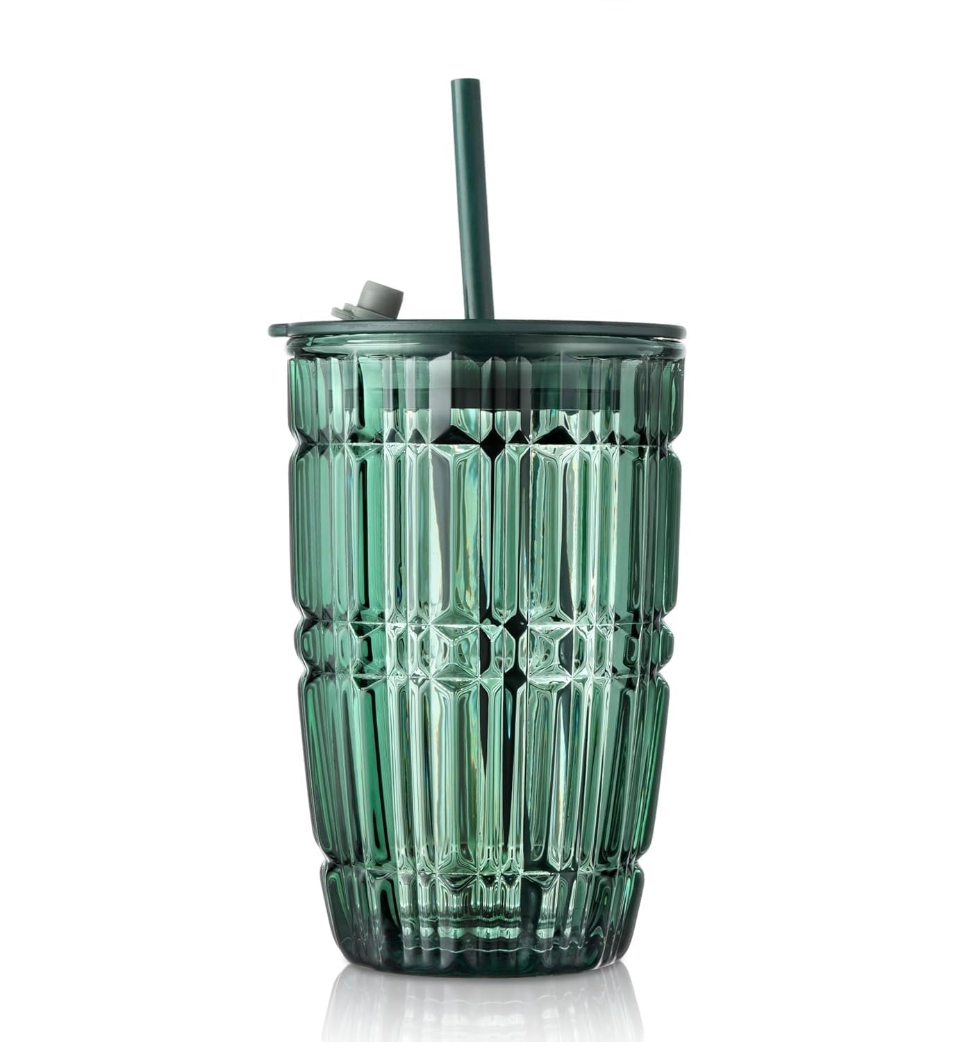 HEJISUN Green Glass Tumbler with Airtight Lid and Straw, 400ml Travel Reusable Sipper Bottle for Juice Cocktail Iced Tea Coffee Hot Cold Drink Cup (Green)(Pack of 1) (B0DFJMFNMD) Amazon Price History, Amazon Price Tracker