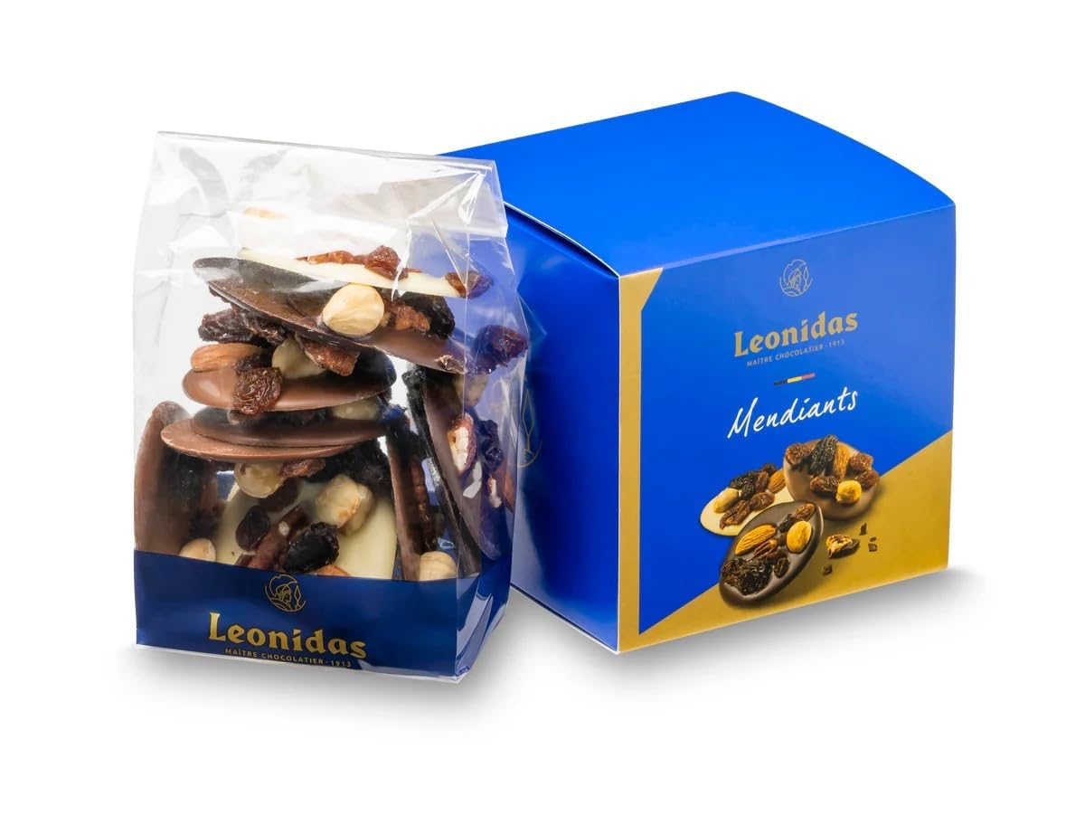 Belgian Chocolate Assorted Mendiants (200 g) Luxury Milk, Dark & White Chocolate Discs Topped with Dried Fruits & Nuts Premium Belgian Chocolatier Gift Selection for Birthday & Celebrations
