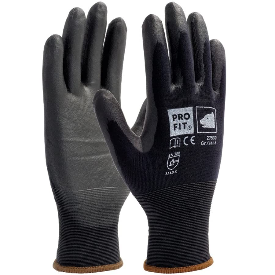 Profit Fitzner 27530-10 Soft PU Handschuh, Schwarz, 10 Größe, 288 Stück Sport & Freizeit