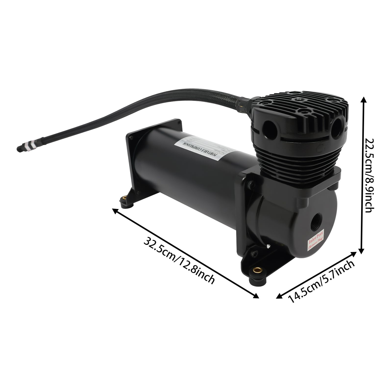 HANGKAI Sprężarka samochodowa 12 V 200 PSI sprężarka powietrza 1,75 CFM zawór zwrotny ochrona cieplna do pompowania opon samochodowych 1,8 m wąż powietrza z gwintem głowicy powietrznej: 1/4NPT pompa