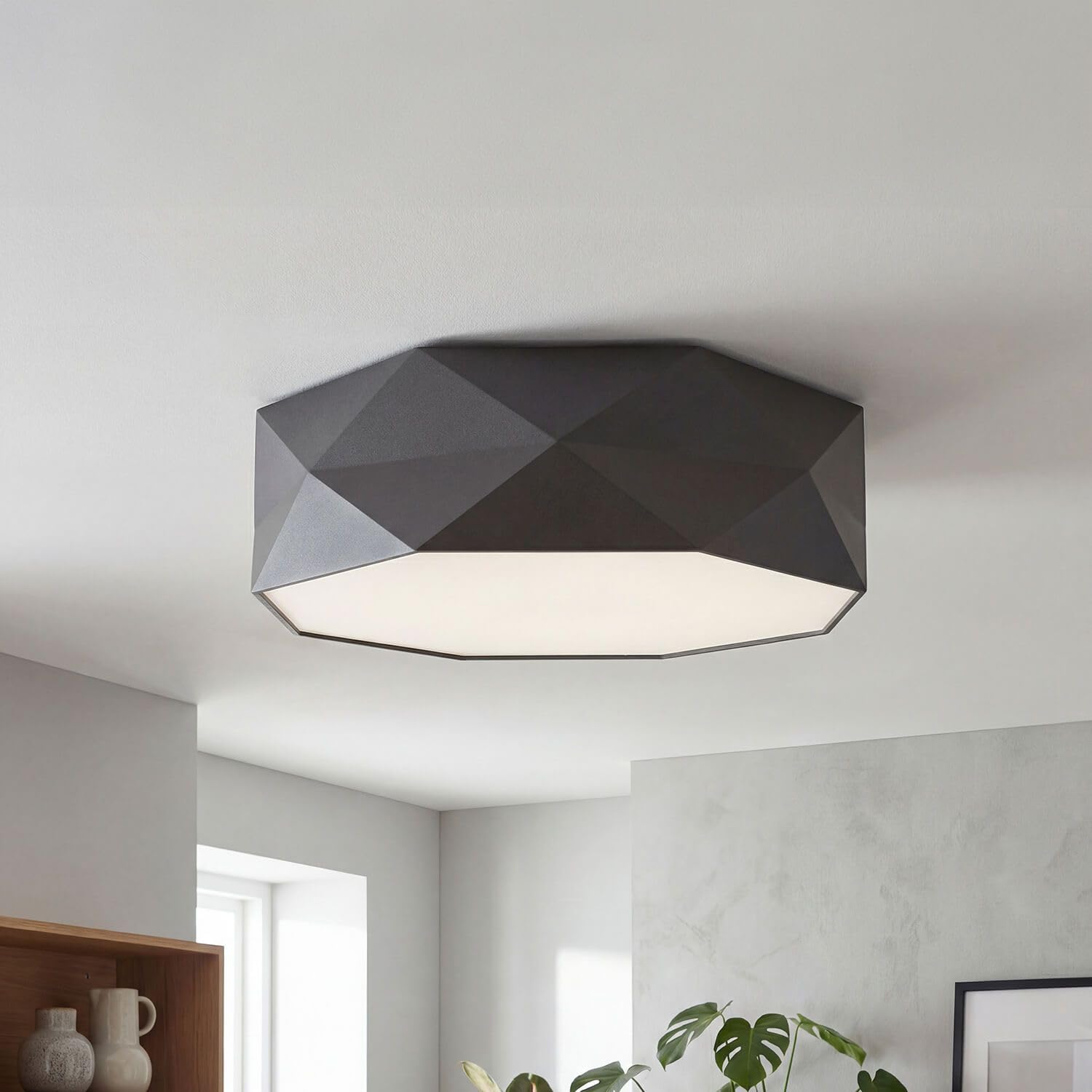 XL Deckenleuchte KANTO eckig in grau 4-flammig 52x52cm 4x E27 blendfreies Licht modern für Wohnzimmer Schlafzimmer Deckenlampe