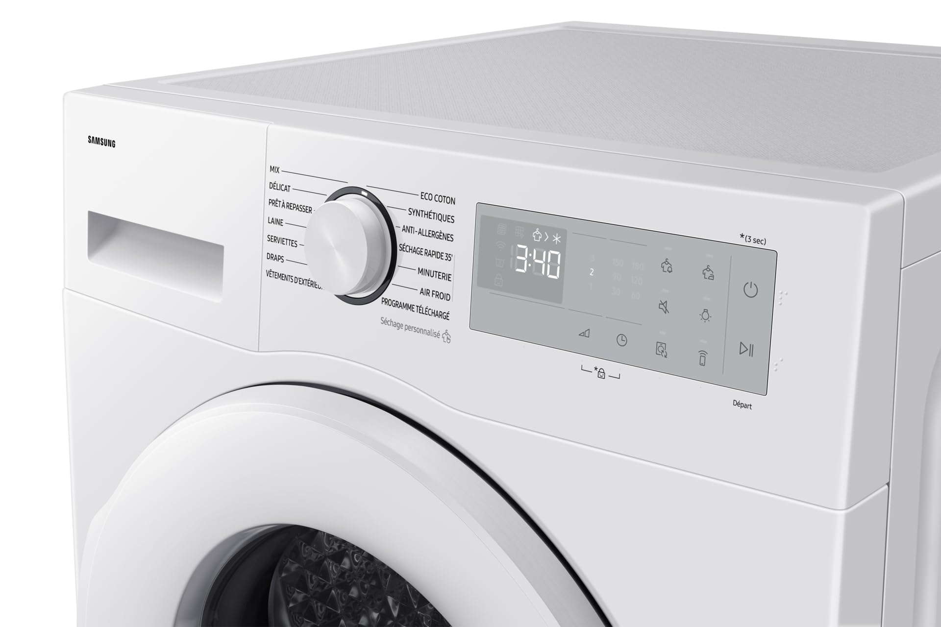 SAMSUNG DV90DG52A0THEF Wäschetrockner Wärmepumpe / Optimal Dry / 9 kg - Klasse C Weiß