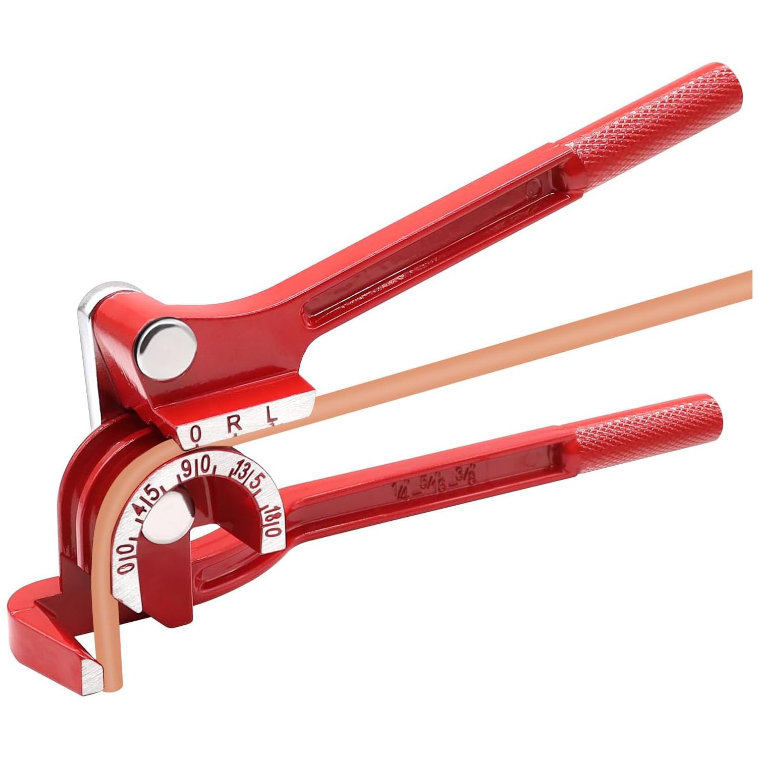 UPTODATETOOLS 180 Degree Tube Bender 1/4in, 5/16in and 3/8in 3-in-1 Manual Tubing Fuel Brake Tube Bender for Copper, Brass, Aluminum and Thin Steel Tube(Red)