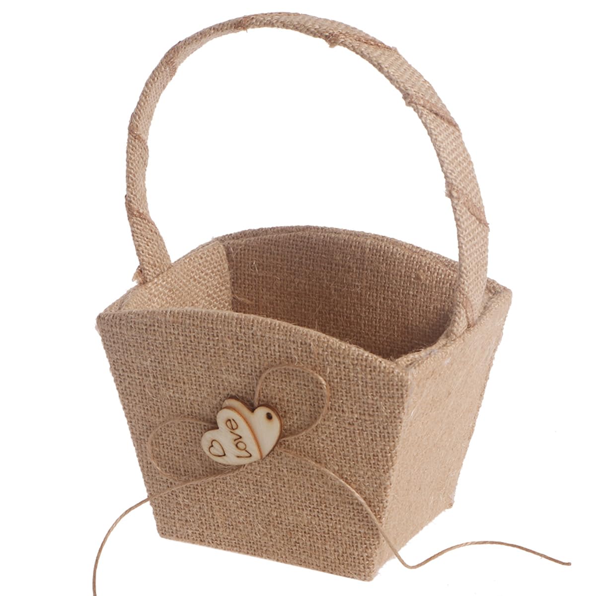 Panier en toile de jute léger pour fleurs de mariage, anse confortable