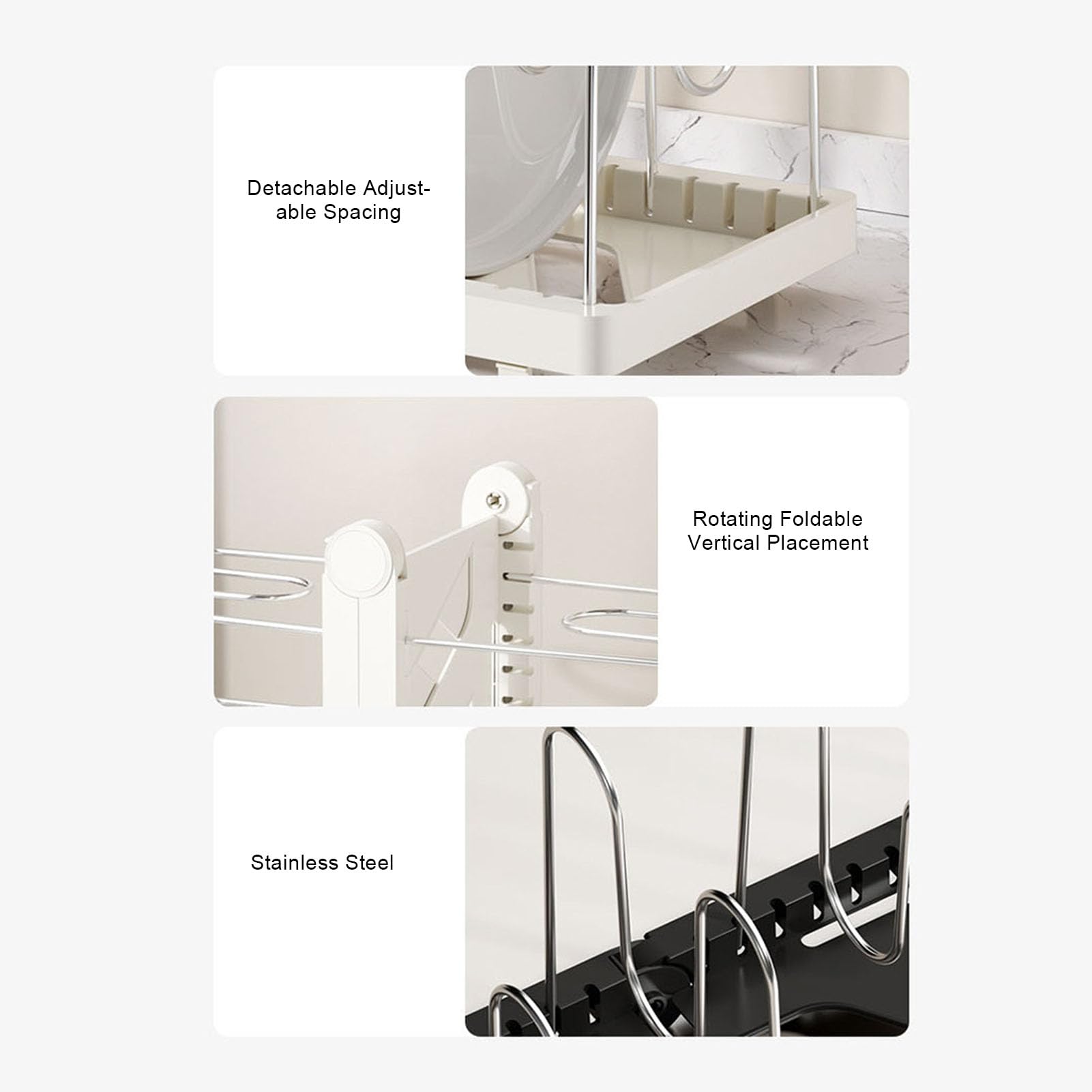 Organisateur de Casseroles et Poêles, Support Réglable et Durable pour Armoires de Cuisine, Garde-manger pour Petite Cuisine Familiale (WHITE)
