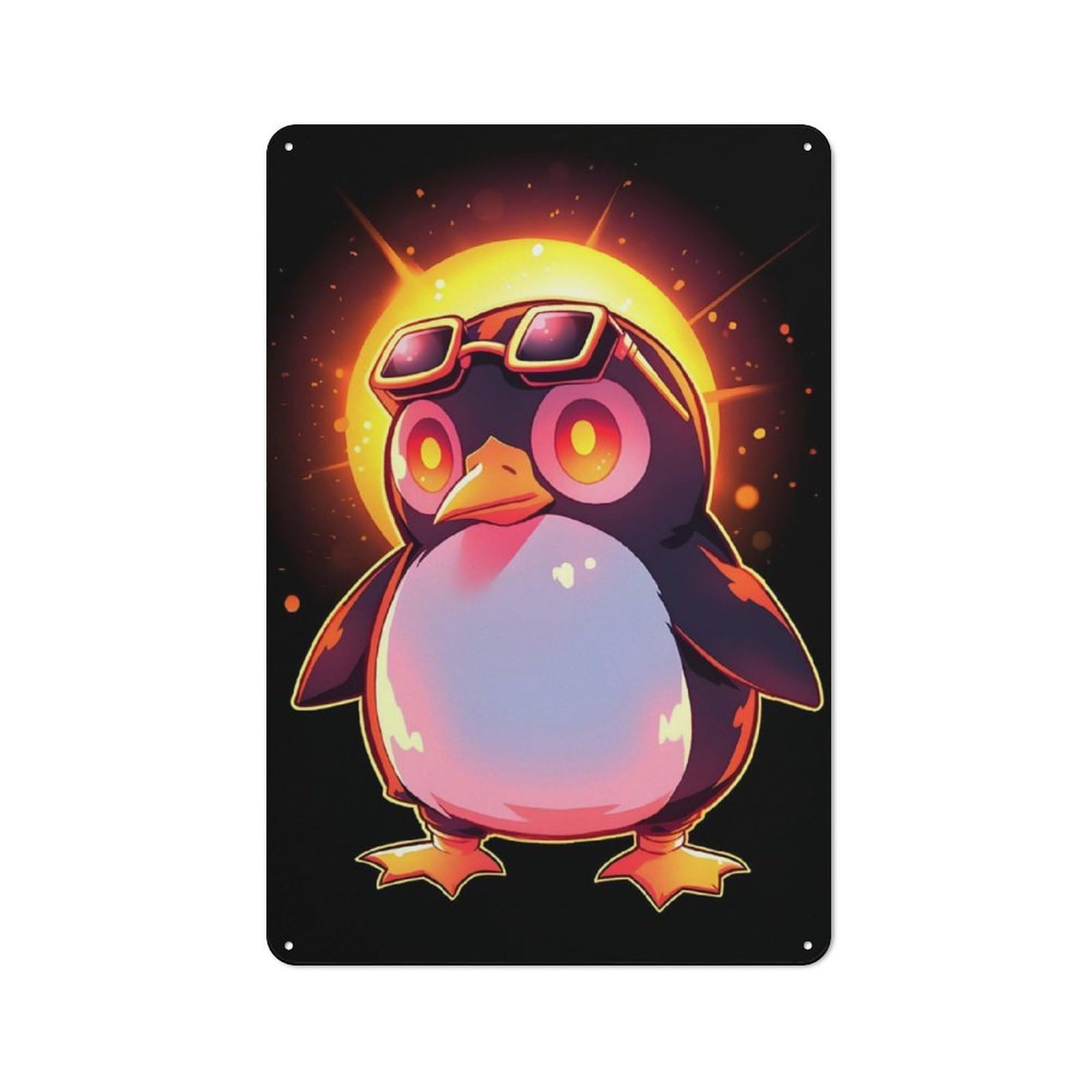 Junmoney Solar Penguin For Café Or Restaurant, Vintage Tin Wall Plaque 30X20cm, New Home Wall Decor For Café Owners And Decorators
