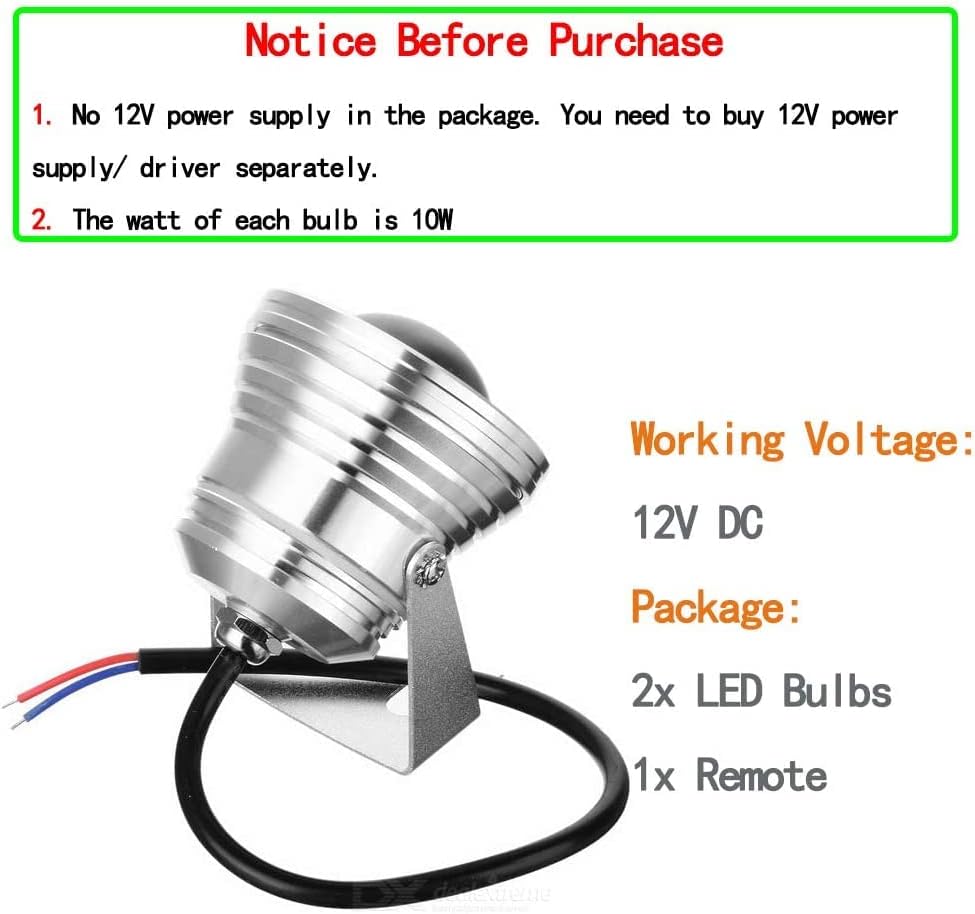 Yosoo Spotlight LED 12V 10W Landscape Up Down Light Lawn Flood Light Rainproof Lamp for Indoor Outdoor Yard Step Wall Lighting Garden Driveway Pathway Pool with Remote Control(Silver) - Image 4