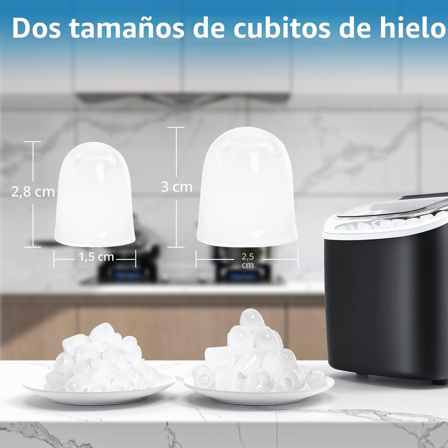 Máquina De Hielo Para Casa, PALINTH Maquina Hacer Hielo, 9 Cubitos de Hielo en 6 Minutos Maquina Hielo Domestica para Casa/Cocina/Oficina