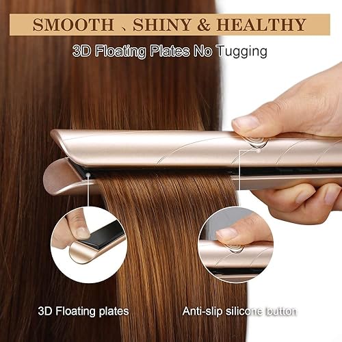 Miniatura 2 de Plancha para el cabello, plancha de pelo iónica de turmalina de cerámica, temperatura ajustable de 230 F a 450 F con pantalla LCD de temperatura,