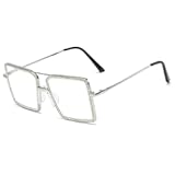 Fashion Diamond Set clear lens Sun Glasses Women&apos;s Square Man-made Diamond Handmade Sun Glasses uv400