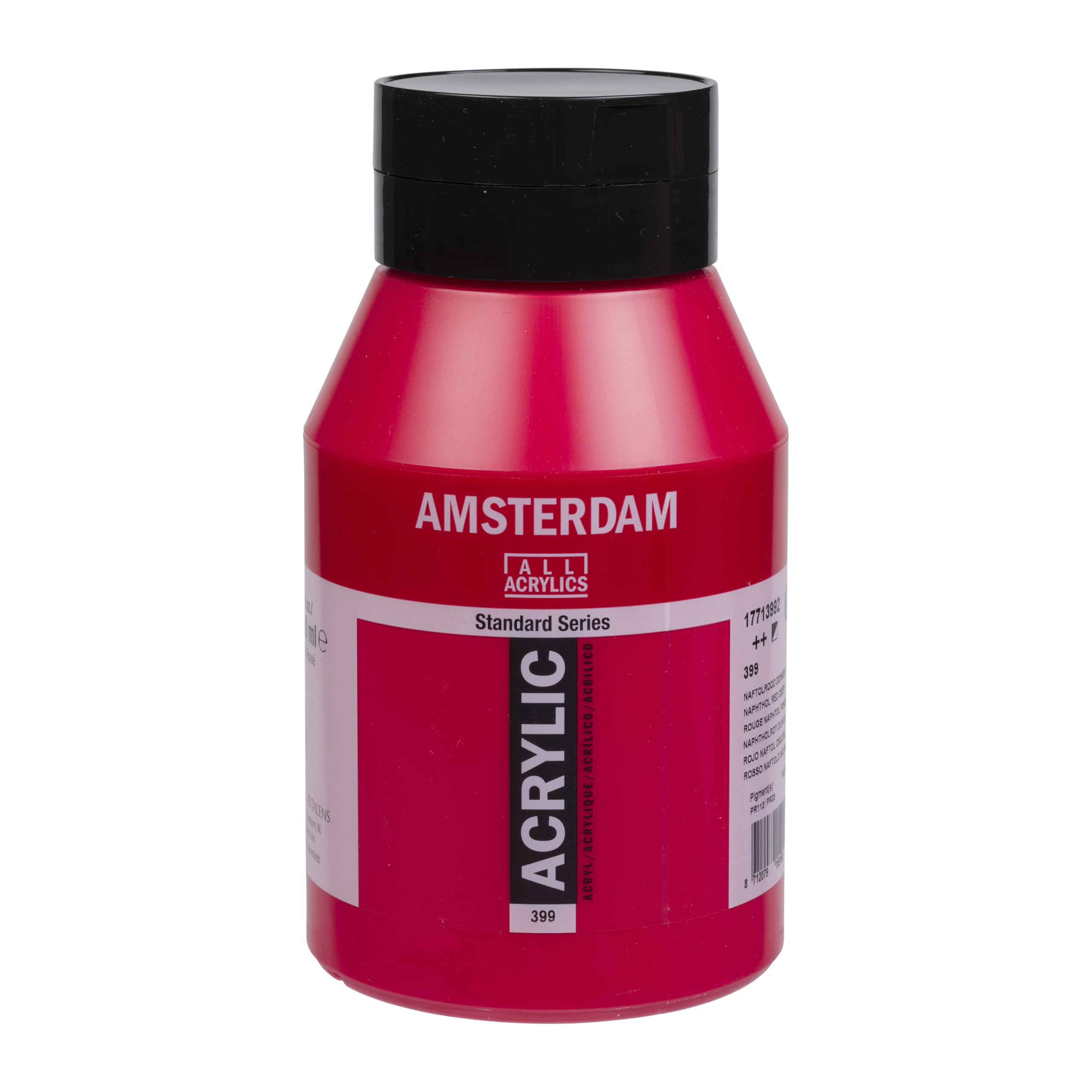 Amsterdam Standard Series Acrylic Paint Jar - Naphthol Red Deep 399-1000 ml - Semi-Opaque - High Lightfastness - Medium Viscosity - Durable & Flexible Finish - Water-Based - Made in Netherlands