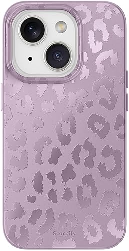 Miniatura 4 de SCORPIFY Funda para iPhone 13 compatible con MagSafe con diseño de estampado de leopardo lavanda mate, bonita funda magnética para teléfono para
