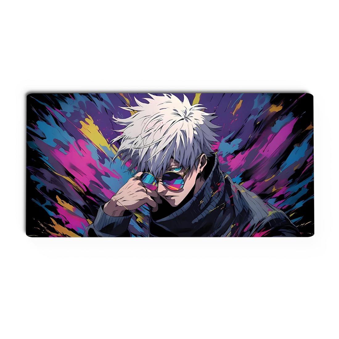 Gifting Domus Large Anime Mouse Pad - Smart Satoru Gojo Colorful Art | 11x23 Inches Extended Gaming Desk Mat | 3mm Thick | Anti-Skid Rubber Base | Free 10 Anime Vinyl Stickers | Ideal for Gaming, PC-image-1