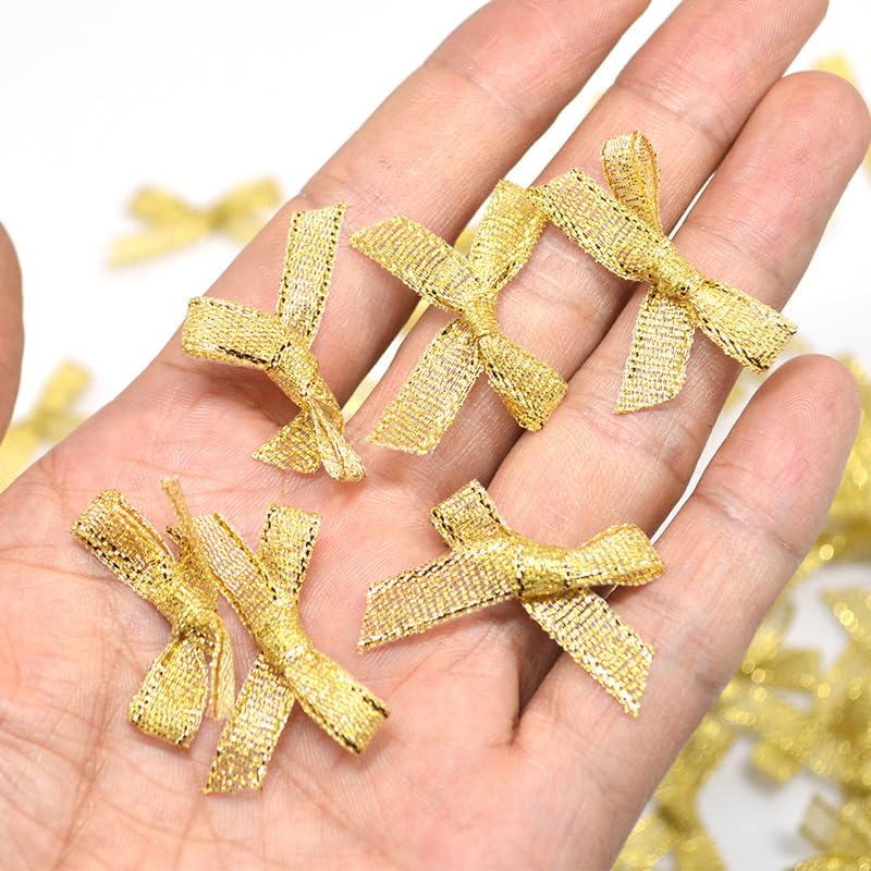 100 Pièces Mini Noeuds en Ruban de Satin, 4 cm Petit Noeud de Ruban de Satin, Noeud Papillon en