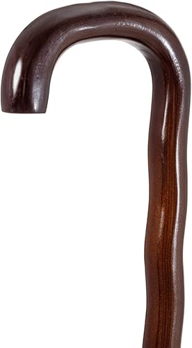 Miniatura 2 de THY Collectibles Bastón de madera con punta de goma para hombres y mujeres, ergonómico y a la moda, bastón de 35 pulgadas con detalle de ondas