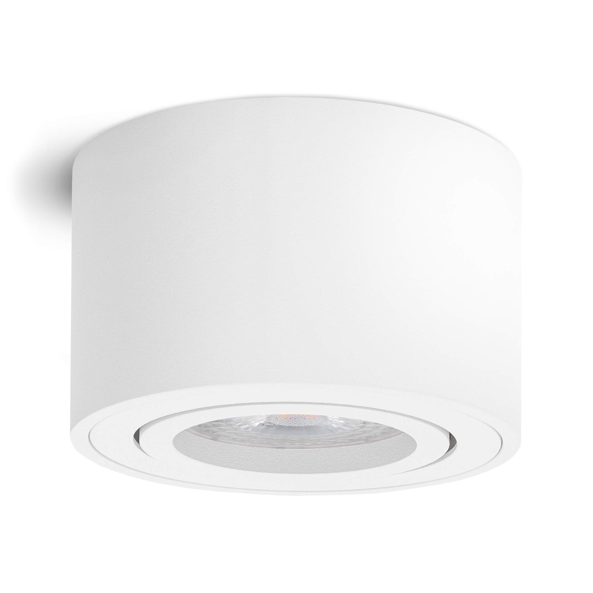 linovum 6 Stück Aufbauleuchte SMOL schwenkbar in weiß matt & rund mit LED 4W warmweiß 230V