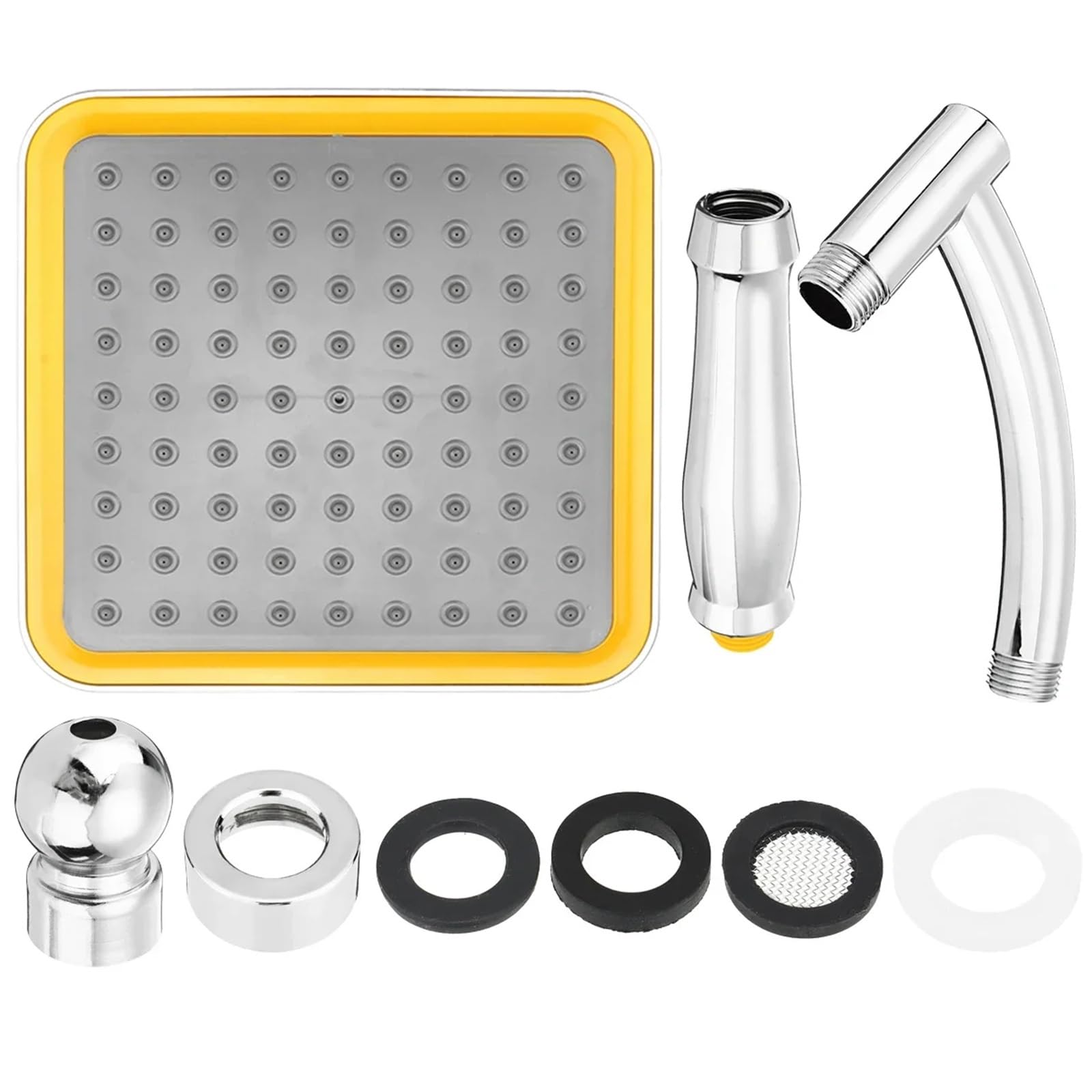 Soffione doccia girevole 9", ABS cromato, braccio di estensione
