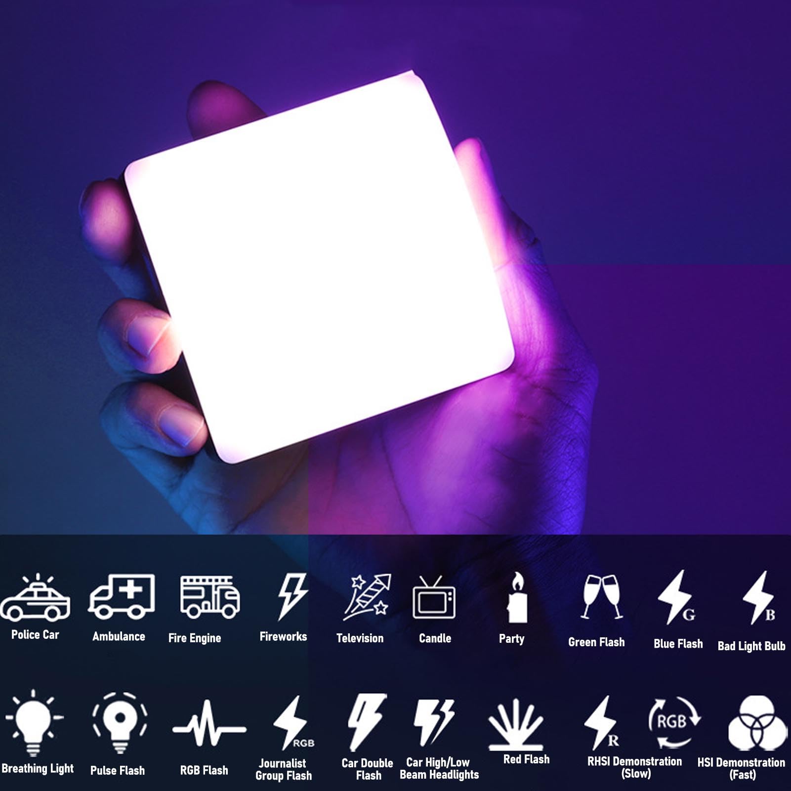 Fabater RGB-Videoleuchte, Tragbares Selfie-Licht, 0–360 Vollfarbe, CRI 95+, 1800–9000 K, LED, 2600 MAh, Wiederaufladbar, Clip-On-Fill-Beleuchtung für Fotografie, Videokonferenz