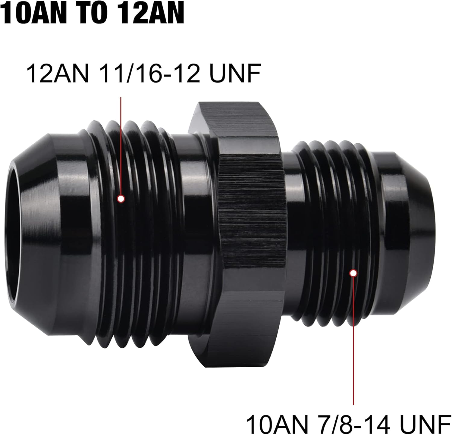 EVIL ENERGY 10AN to 12AN Male Coupler Union Bundle with Adjustable 3AN-12AN Wrench Aluminum Black