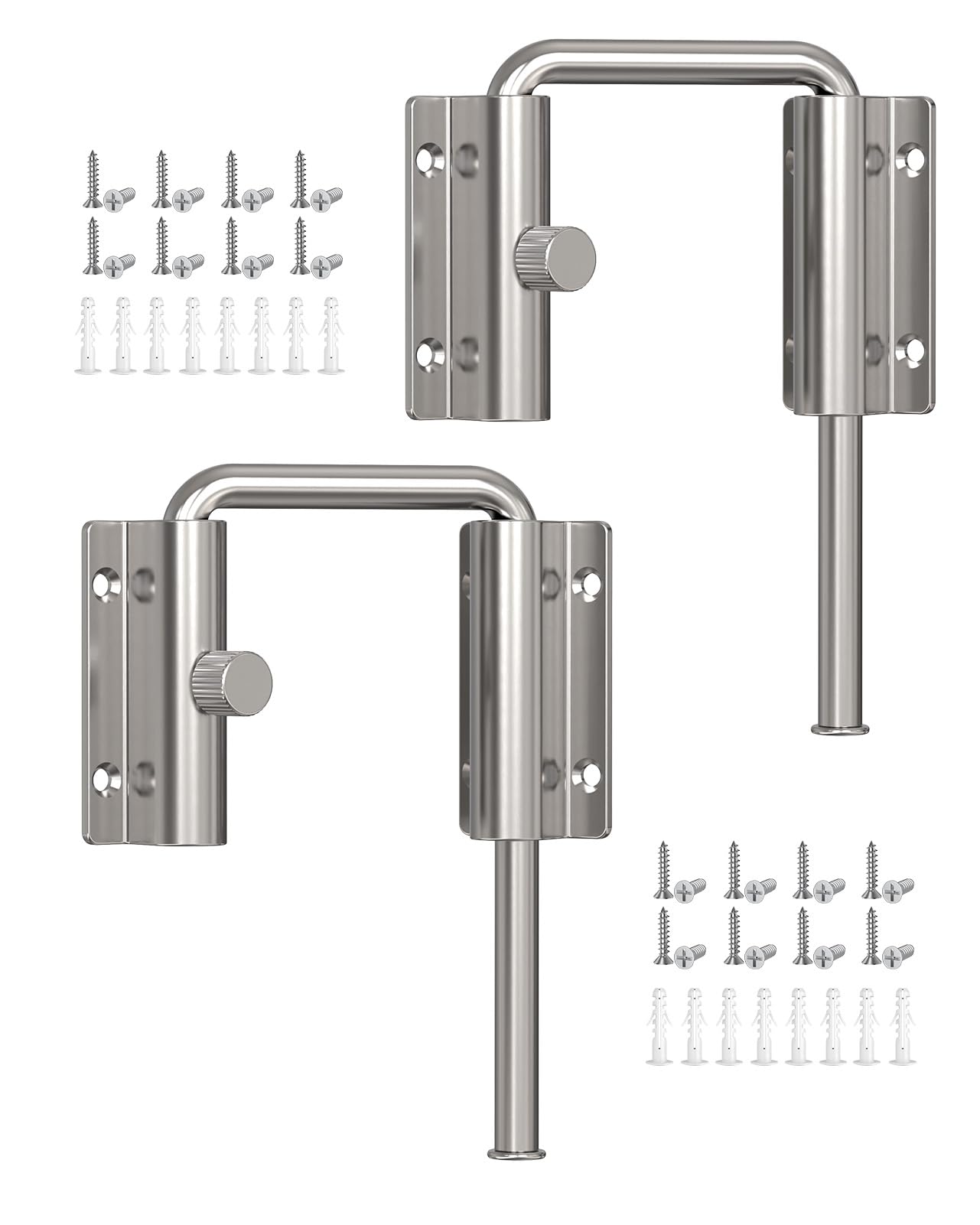 BiceNoning Sliding Door Loop Lock, Security U-Bolt Locks with Locking Design, 90/180 Degree Multi-Angle Aluminum Alloy Patio Door Latch for Barn, Garden, Window, Room Gate (Silver-2PCS)