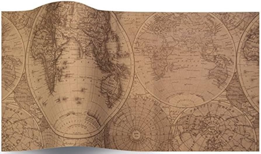 MustBeBonkers Luxury Printed Tissue Wrapping Paper Tissue 16gms - Acid Free - 34 x 45 cm (Olde World Map, 100) โ image 1