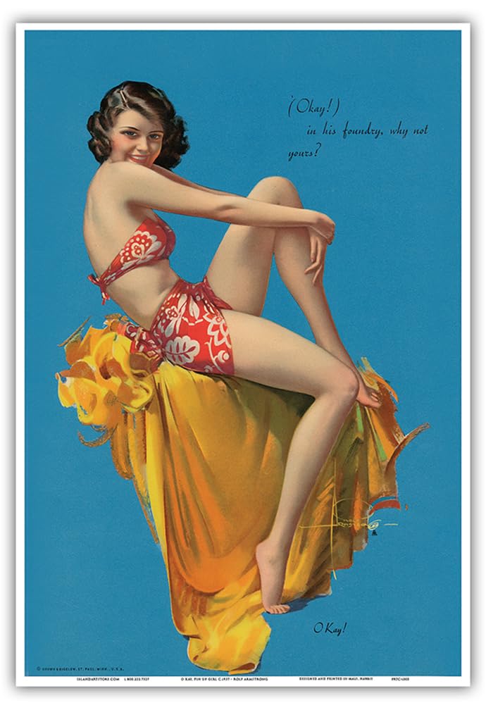 Amazon.com: O Kay! Poster Print | Vintage Pin Up Girl Print, by