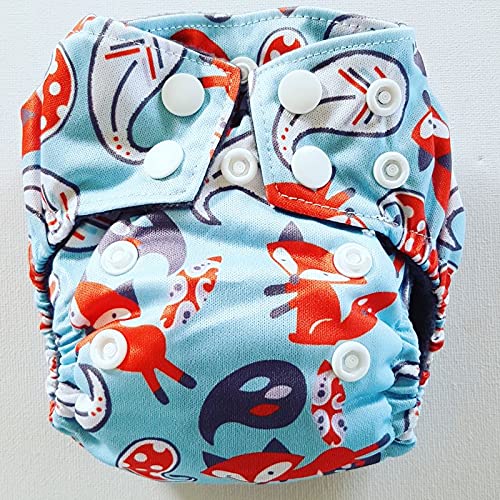 Wasbareluiers.eu Aio - Pañal Lavable para Recién Nacido, Zorro Azul, Tamaño pequeño