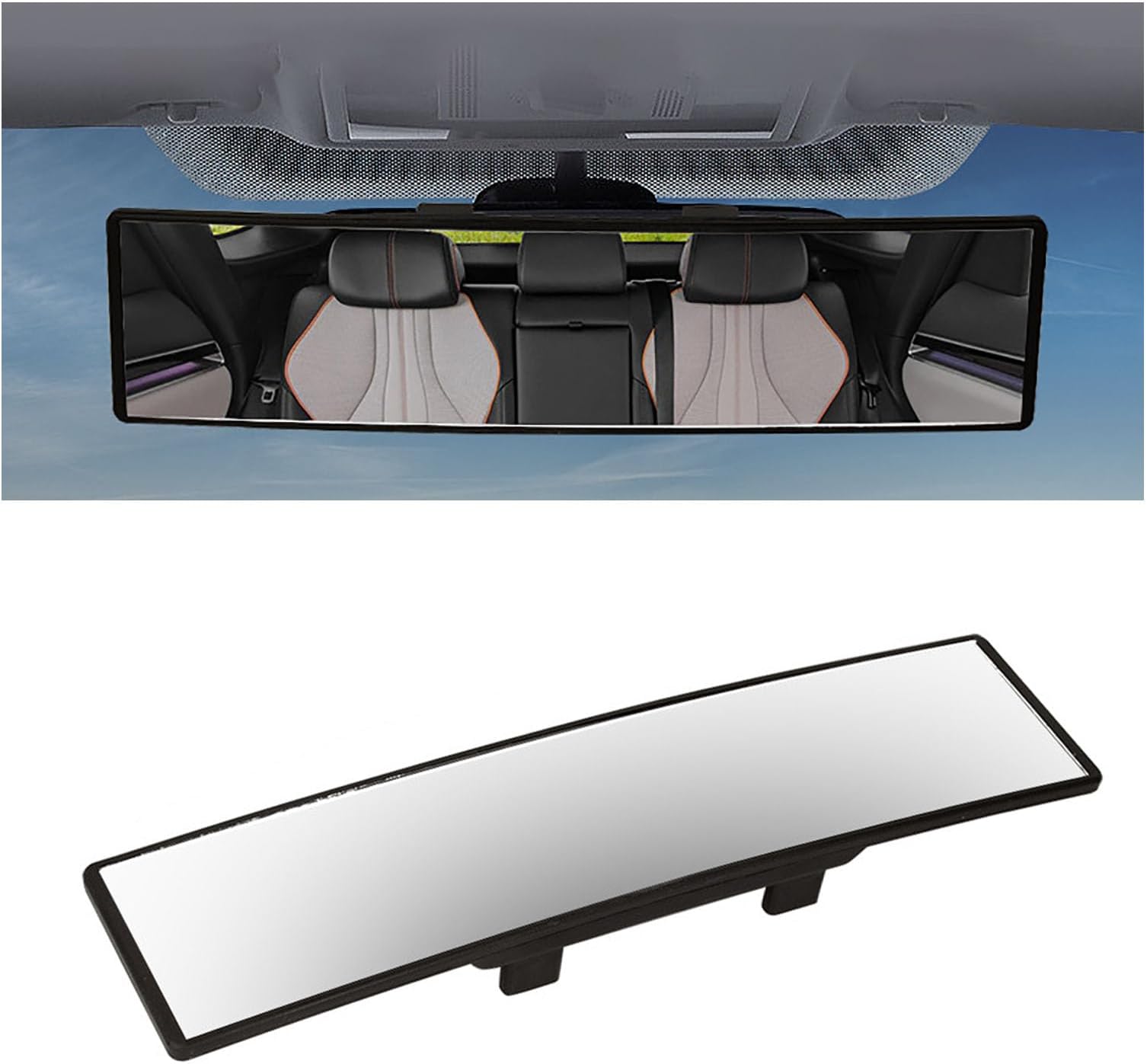 Panoramic Rear View Mirror for Mazda 5 II I Biante MPV III MPV II I, Wide Angle Clip-On Interior Rearview Mirror, HD Convex Anti-Glare, Blind Spot Reduction, Universal Fit