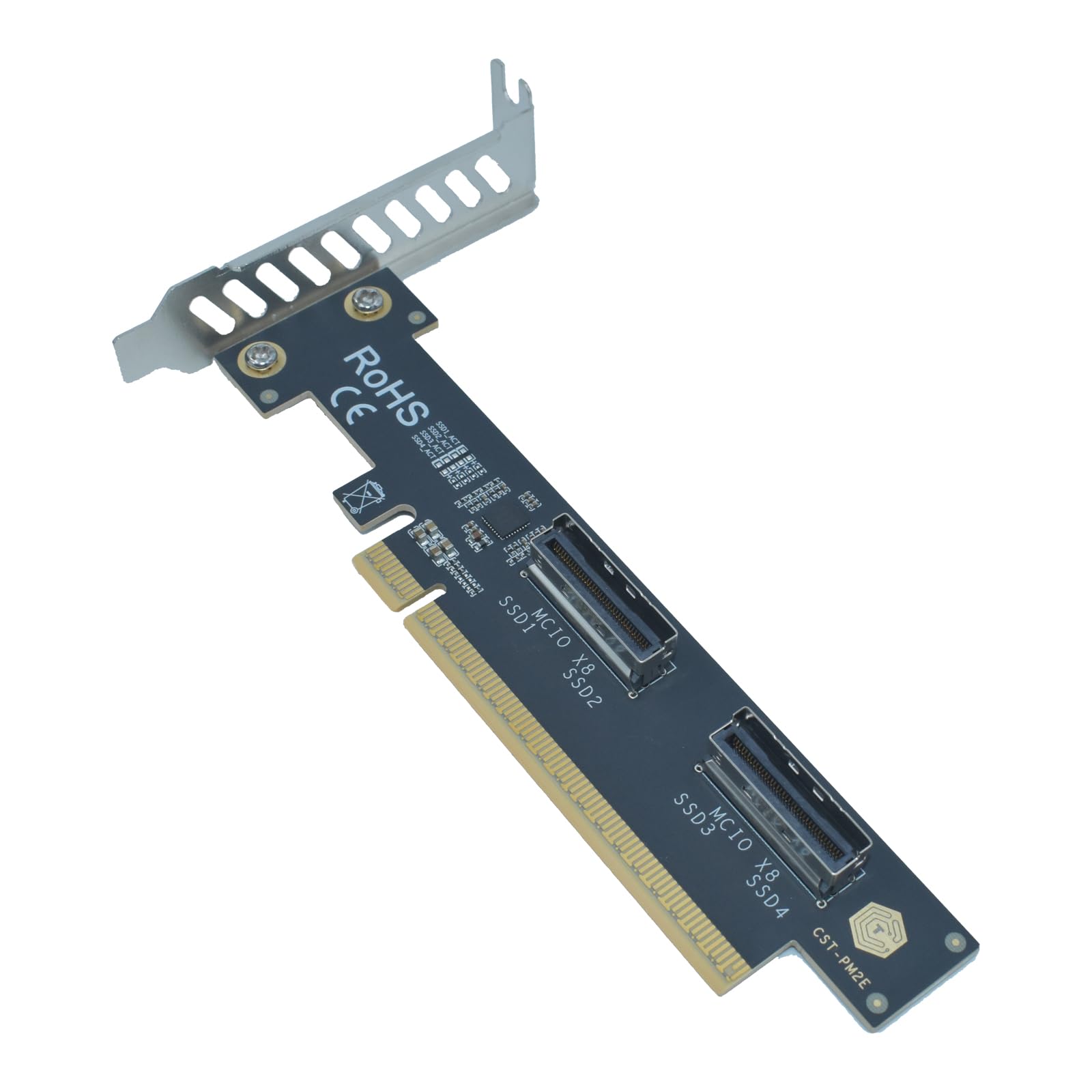 LetLinkSo PCIe 5.0 x16 to 2 MCIO x8 Adapter Card for 4 U.2 NVMe