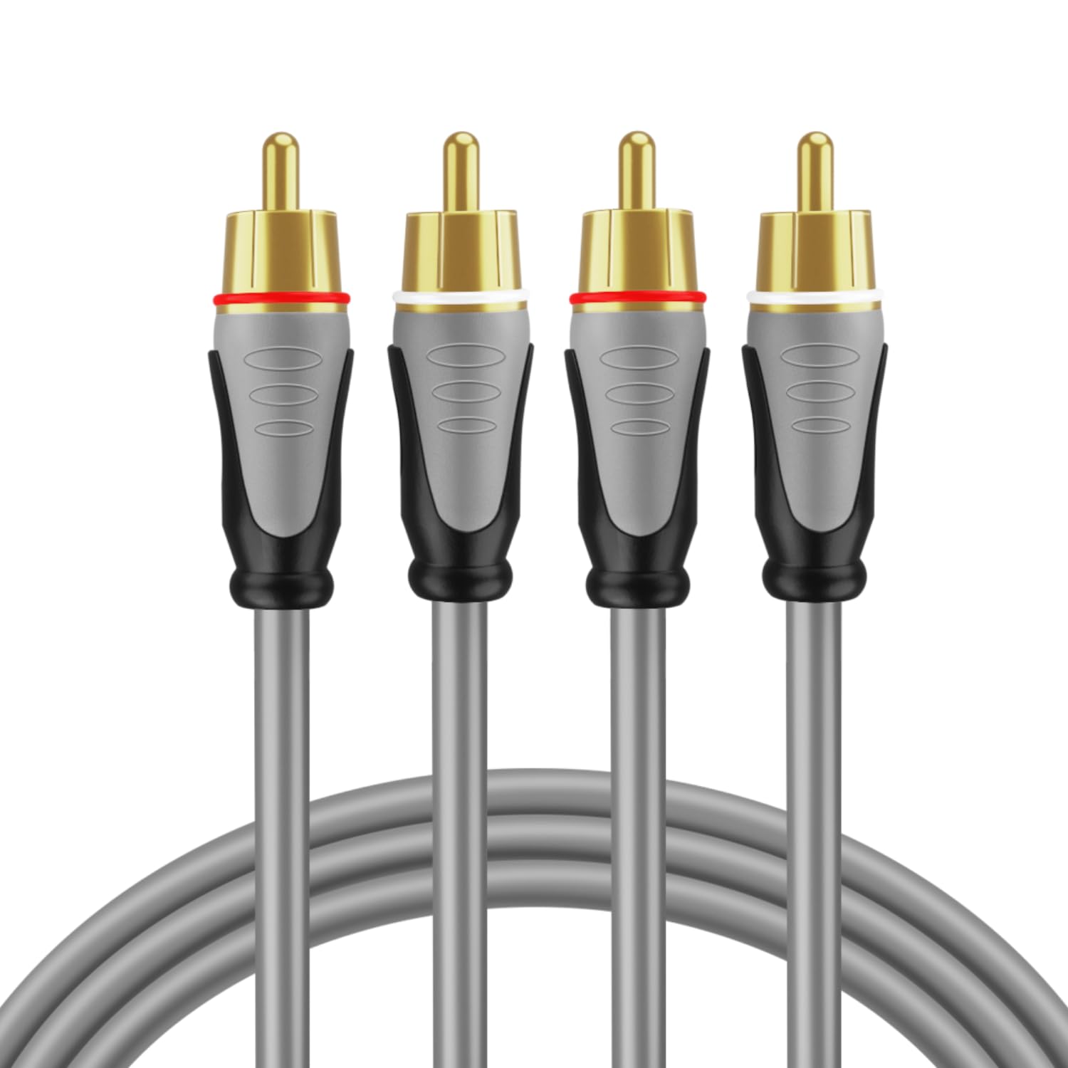 TNP Cable De Audio RCA - Cable Estéreo 2 RCA Macho A Macho Rojo Blanco - Conectores Chapados