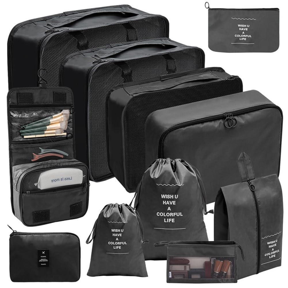 Organizador de maletas, ligero, equipaje de mano, bolsa de compresión parcial, organizador de maletas, juego con Ompression impermeable, bolsa de cosméticos, juego de bolsas de ropa