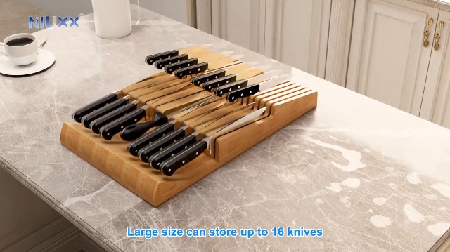 Amazon.com: NIUXX Bamboo In-Drawer Knife Block Set for 16 Knives