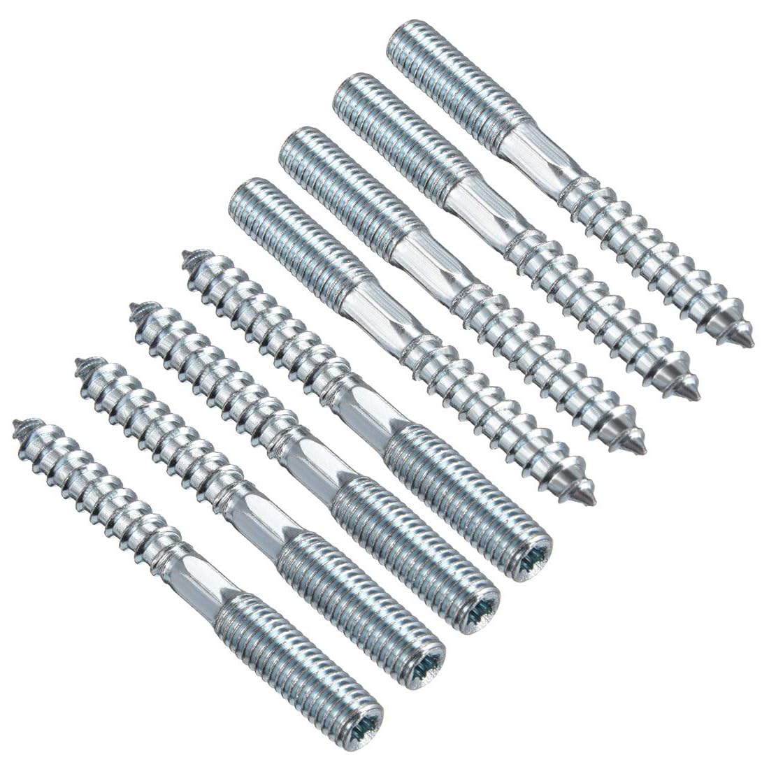 TOP-VIGOR 8Pcs Hanger Bolts, M8x70mm Double Headed Bolts Self Tapping Screw, Double Ended Dowel Screws, Screw Dowels Hanger, Threaded Lag Wood Screws and Machine Bolts for Wood Joint Furniture â image 1