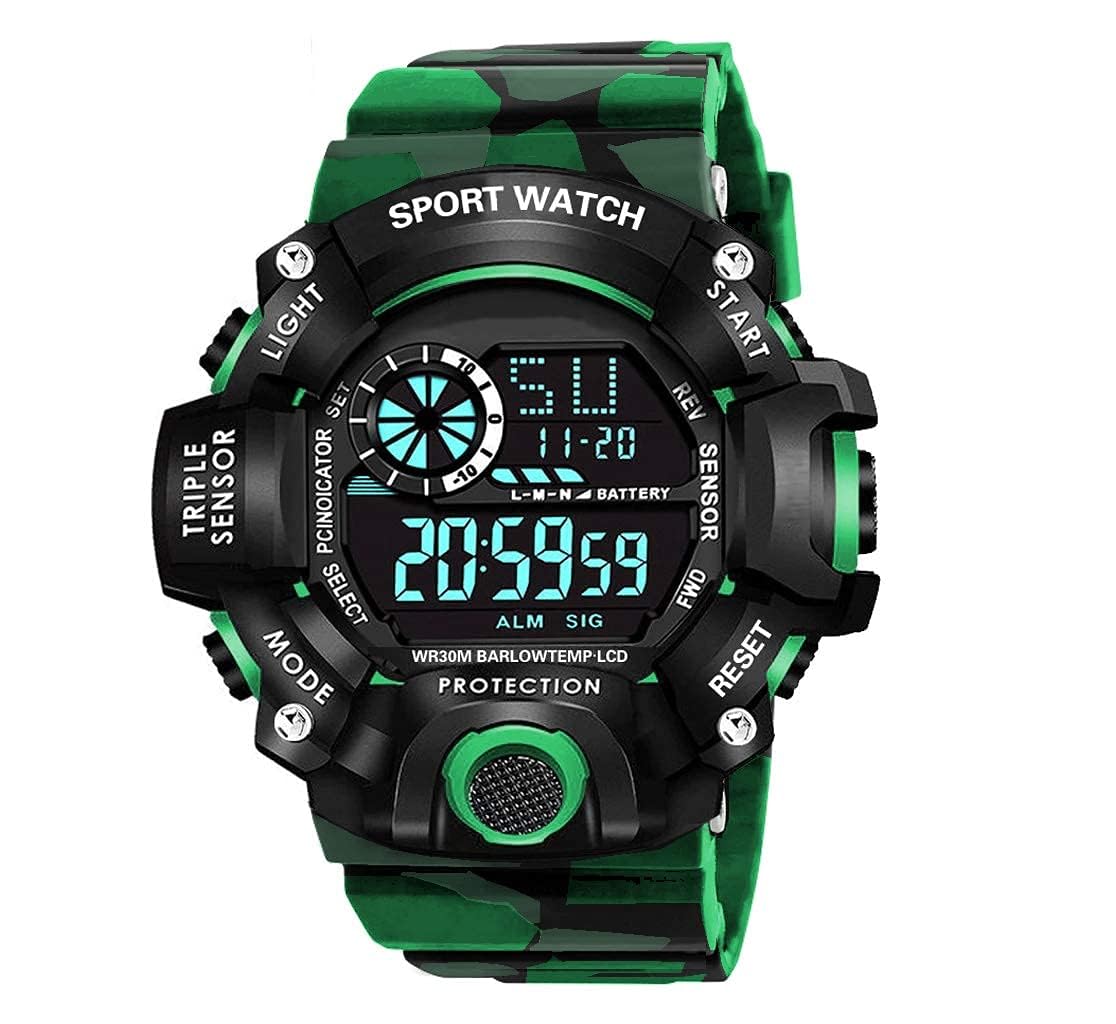 SELLORIA Digital Watch Shockproof Multi-Functional Automatic Black Color Strap Waterproof Digital Sports Watch for Men (Green) (B0C8N55W4J) Amazon Price History, Amazon Price Tracker