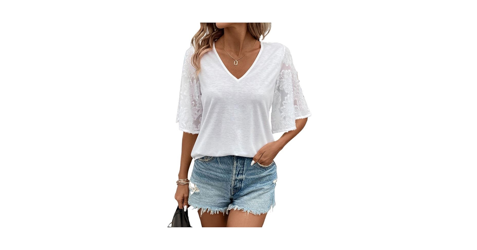 【新品未使用】deres half sleeve blouse white Becky Short Sleeved Blouse - Optic White White | NYDJ