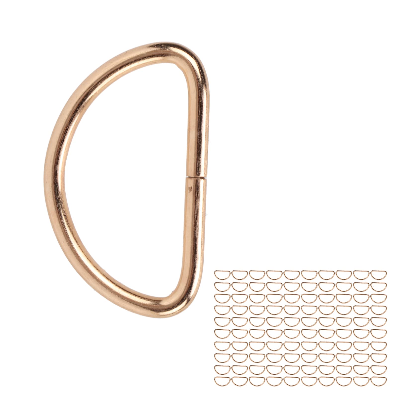 Anillos de metal en forma de D, 100 unidades, anillos semicirculares en forma de D para collares de perro (Oro 3x32x17mm)
