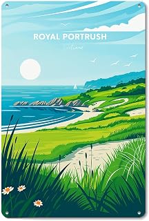 Royal Portrush Golf Course Wall Decor Retro Metal Sign Poster for Garage Man Cave Bathroom Bedroom Farm Inspirational Popular Wall Art 8x12 Inch Signs Posters