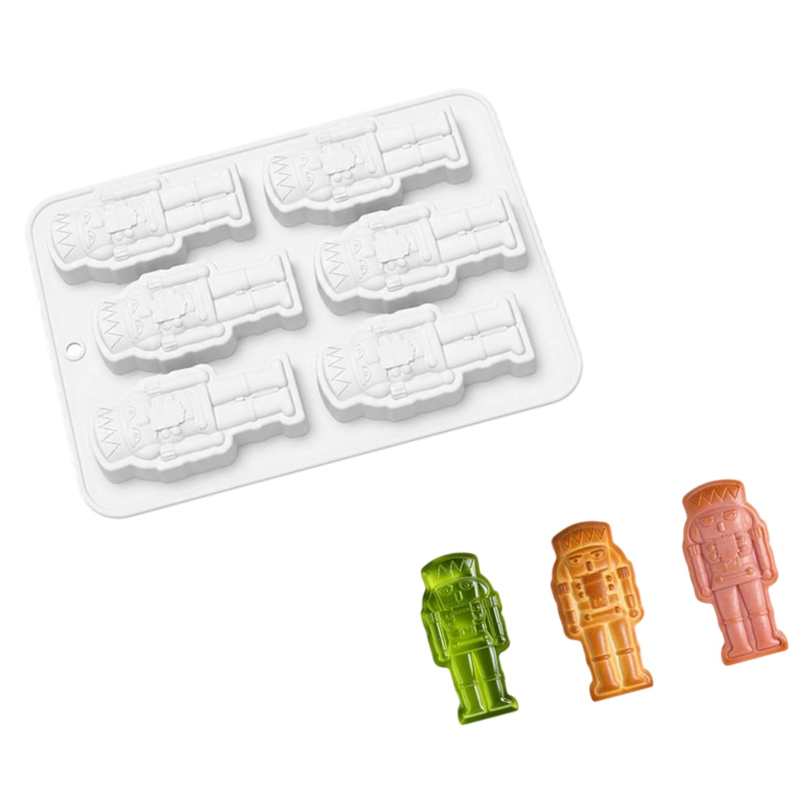 JSGHGDF 6 Cavity Nutcrackers Soldier Silicone Cake Mold for Christmas Baking and Party Desserts Making Crafting Supply Multipurpose Dessert